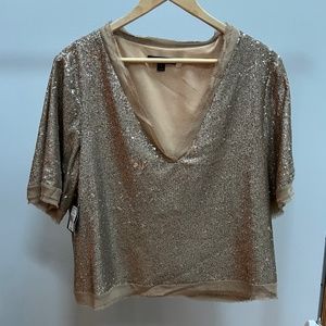 Nanette Lepore metallic gold sequin top Size L - NWT!